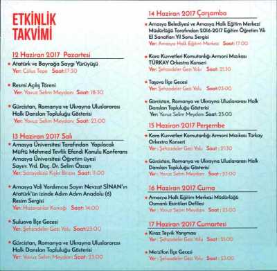 12-22 Haziran 2017 Atatürk, Kültür ve Sanat Festivali